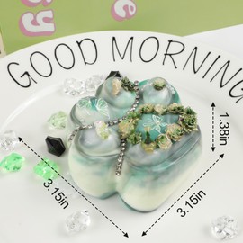 Paw Taba Squishy Sticky – Forest Green Squeeze Toy with Yellow Roses and Crushed Ice Accents, for Friend or Kids