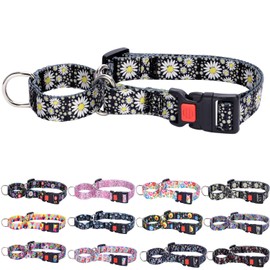 Daisy Martingale Collar for Small Medium Large Dogs，Adjustable Nylon Heavy Duty Dog Collar，Walking Training Boy and Girl Dogs L