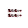 24-PCS Square Press on Toenails Red Glitter False Toenails Full