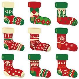 Wonmon 45PCS Christmas Stocking Cutouts for Bulletin Board Decoration, Christmas Socks Paper Cut-Outs Stocking Cut Outs for Christmas Party Home School Classroom Bulletin Board Decorations