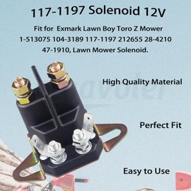 amavoler 117-1197 Starter Solenoid 12V 4-Terminal Aftermarket Replacement Parts Fit for Exmark Lawn Boy Toro Z Mower 1-513075 104-3189 117-1197 212655 28-4210 47-1910, Lawn Mower Solenoid.