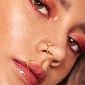 ALACLO 316L Stainless Steel Nose Ring Hoop 20g 8mm Gold, 20 gauge(0.8mm)-8mm, Stainless Steel, no gemstone