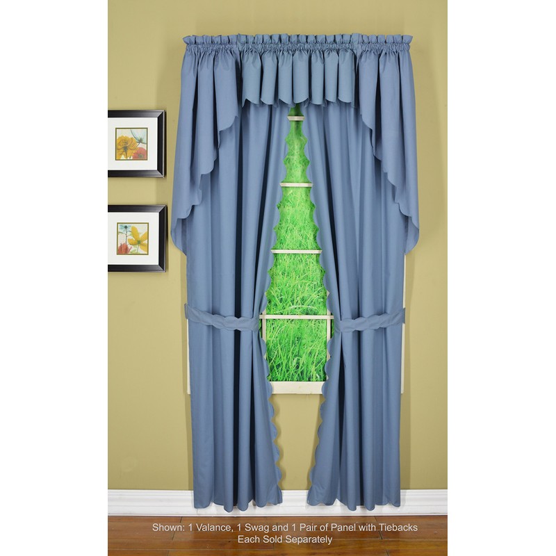 Today's Curtain, Orleans Scallop Curtain, Blue 84" Panel Pair and