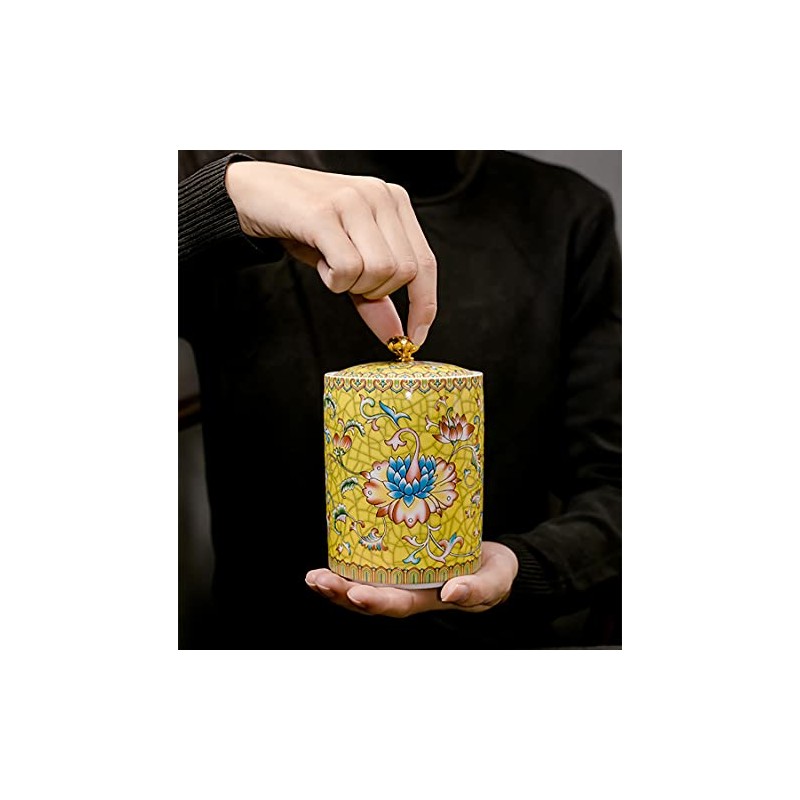 Bicuzat Enamel Ceramic Tea Caddy Tea Canister Tea Storage Container