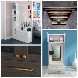 Guolich 2 Pcs Kitchen Drawer Handle Door Cabinet Pulls Stainless Steel Handle Modern Brown Hardware for Wardrobe Bathroom Dresser (0mm)