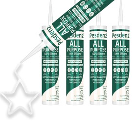 Clear Universal Silicone Caulk, 100% Silicone Sealant Outdoor Waterproof, Flexible Cartridge Adhesive Caulking for Aquarium RV Roof Window Door Kitchen Bathroom Bathtub Shower Seal, 10.1 Oz, 4 Pack