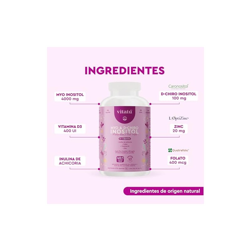 Vitatú Myo Inositol Chiro Relación Folato Vitamina Zinc Suplemento Alimenticio