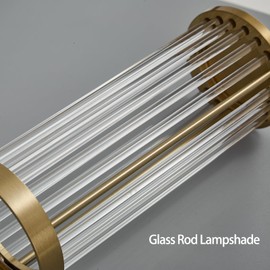 Vaziden Gold Wall Sconce Bathroom Vanity Light Fixtures for Mirror, Modern Wall Light with Glass Rod Shade for Bathroom, Bedroom, Hallway, Living Room - Bulb Not Included