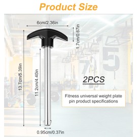 ValueBargain Weight Stack Pin, 2 Pcs 3/8 Inch Diameter 4.4 Inch Locking Space, Heavy-Duty Gym Pins for Home Exercise Machine Accessories (Black Silver)