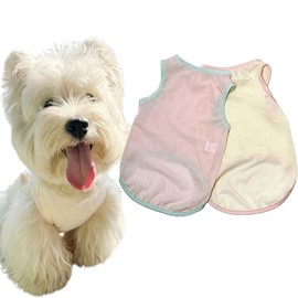 2Pcs Cooling Shirts for Small Dogs, Sleeveless Dog Vest, Lightweight Breathable Dog Summer Tank Top Sun Protection Shirts for Dogs Cats Pet Apparel (Pink Yellow, X-Large Size for 12-16.5lb Pets)