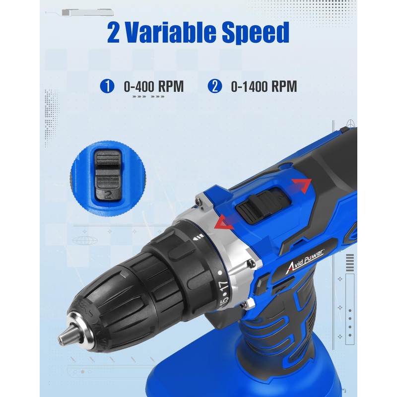 AVID POWER 20V MAX Power Drill Kit, Cordless Drill Set