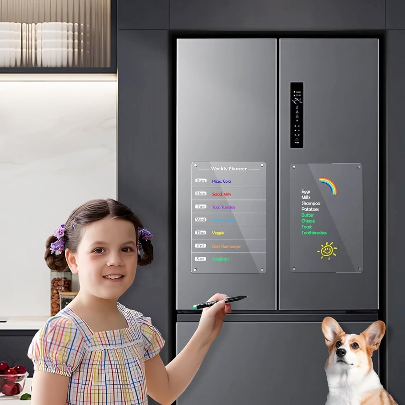 Acrylic Magnetic Board Fridge Pack of 2 Magnetic Wipe Clean