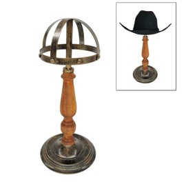 Owlgift Vintage Style Metal & Rustic Wood Stem Freestanding Hat Rack Storage, Cap Organizer, Wig Holder Display Stand - Bronze