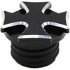 Vented Fuel Gas Tank Cap for Harley Sportster XL 883 1200 / Dyna/Softail/Touring Road King 2000-2017 Right-hand Thread Cover Holy Cross Style (Black with Silver Edge)
