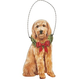 Primitives by Kathy Christmas Goldendoodle Hanging Ornament
