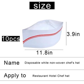 GAVIK 10pcs Paper Chef Hats, Disposable Chef Hats, Food Server Hats, Retro Chef Hats for Theme Restaurant White