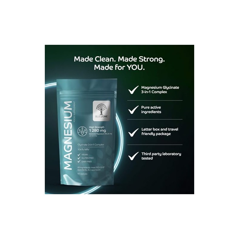 Magnesium Glycinate 3-in-1 Complex 106% NRV that Powers More Than