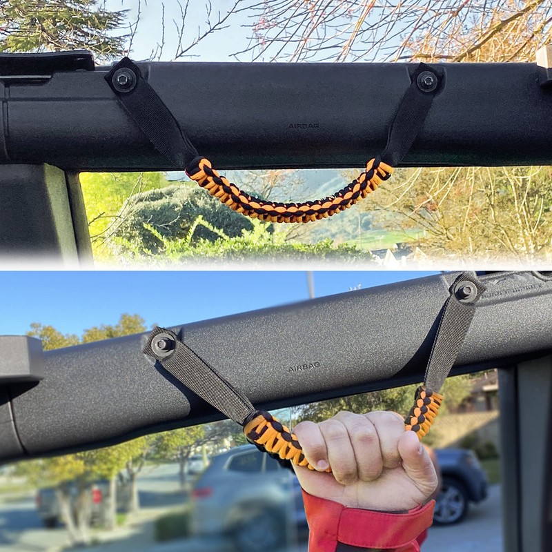 BESTAOO Roll Bar Grab Handles Paracord Grip Handle for Ford