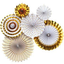 Paper Fans Decoration, Set of 6, Paper Fan, Paper Fan, Paper Decoration, Birthday, Decoration, Paper Fan, Children's Day, New Year, Wedding, Christmas, Graduation, Decoration, Festival, Event, Mall, Party, Decoration, Photo Background (Gold)