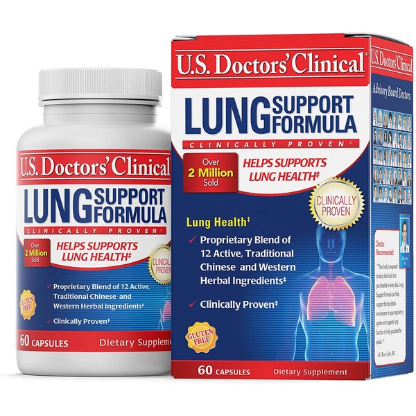 U.S. Doctors' Clinical Lung Support Supplement for Lung and Respiratory Health with Natural Herbs, Magnesium, Vitamin C, and Zinc for Immune Support (Packaging May Vary) [1 Month Supply - 60 Capsules]