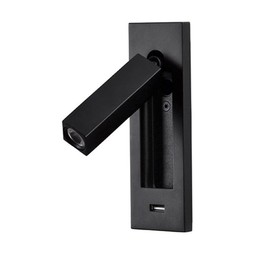 BRILLRAYDO 3W LED Recessed Mount Directional Spotlight Bedside Reading Light Hidden Button Adjustable Picture Project USB Charging Port Black