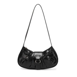 Women's Y2K Purse Hobo Shoulder Bag Top Handle Handbag Small PU Leather Clutch Purses Bags Trendy black