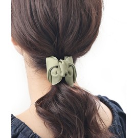 VINGTAINE H7802-GN Hair Claw Grosgrain Center Ribbon Hair Clip, Stylish, Adult, Cute, Cute, Gift