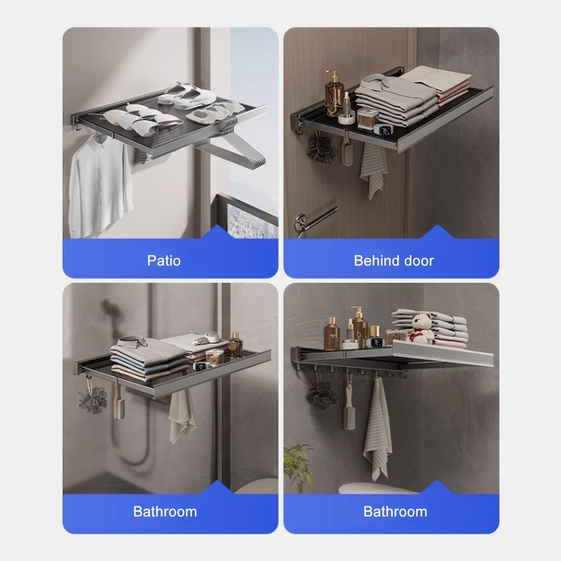 Balcony Clothes Drying Rack Wall Mounted with Mesh Surface Collapsible