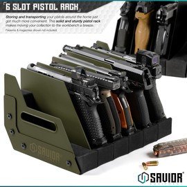 Savior Equipment Gun Pistol Revolver Firearm Handgun Rack Stand, Fit 6 of Most Long-Barreled Pistols, Cushioned Foam to Protect, Gun Safe Cabinet Storage Organizer Accessories