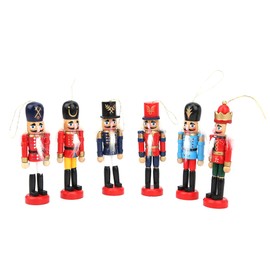 Wooden Nutcracker Doll Soldier Puppet Christmas Ornaments Decoration for Home Office6pcs