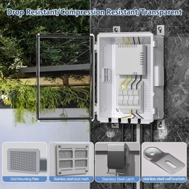 Animacyn ABS Electrical Junction Box, Ventilated Design, Cable Grommets, IP65 Waterproof Enclosure, Indoor/Outdoor Use with Mounting Panel.(Clear Cover, 15"x11"x5.1")