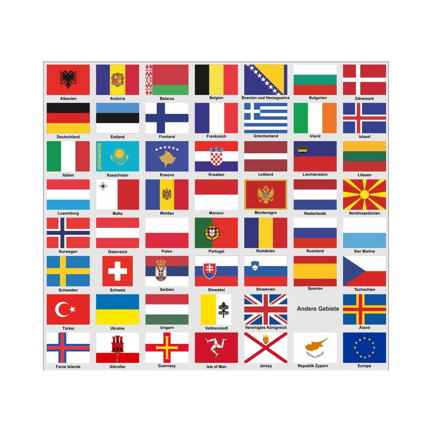 Samunshi® Sticker Set Europe Flags Car Sticker 55 Flags Set Each 3 cm ...