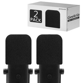 Geekria for Creators Foam Windscreen Compatible with FIFINE AmpliGame AM8 Microphone Antipop Foam Cover, Mic Wind Cover, Sponge Foam Filter (Black / 2 Pack)