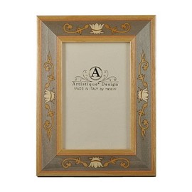 Beautiful and Elegant Carefully Hand Crafted Natalini Italian Wood 4 x 6" Picture Frame Luigi XIV Grigio Design Louis XIV GREY Earth Gray with Louis XIV inspired Detail Design Made in Italy Hand Made from Wood Veneer and Soft Velvet Backing Stylish and P