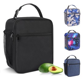 Minicoco Lunch Bag Insulated Lunch Bag Cooler Bag Portable Carrying Lunch Box Bag for Boys Girls Women Men to School Office Outdoor (Black)