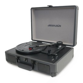 Vinyl Record Players, 3-Speed Bluetooth Portable Suitcase Record Player with Built-in Speakers, Headphone, AUX-in, RCA Line Vinyl Players for Entertainment and Home Decoration, Brown