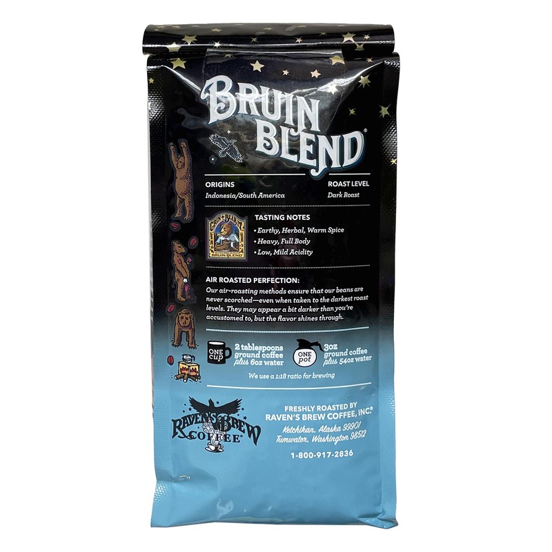 Ravens Brew Whole Bean Bruin Blend, 12-Ounce Bags (Pack of