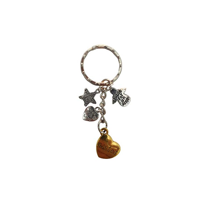 Love Heart Keyring Sister Angel Charm Pendant