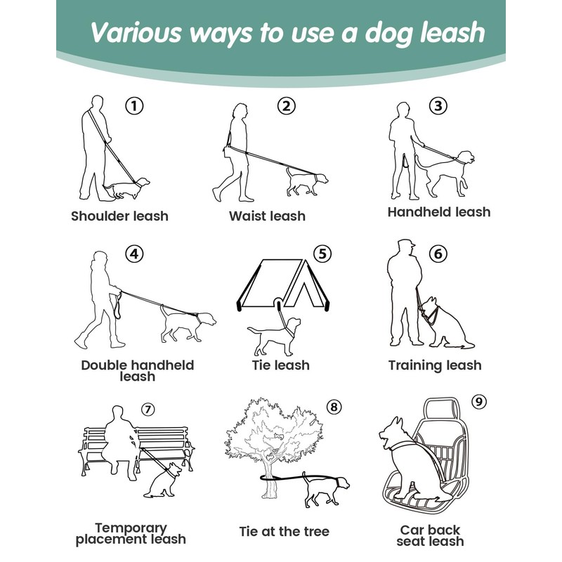 WANFIRE Hands Free Dog Leash, Multifunctional Crossbody Dog Leash, 5.9-9.5Ft