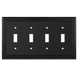 Henne Bery Sunken Pearls Heavy Duty Decorative Wall Plate Switch Plate Outlet Cover (Quad Toggle, Matte Black)