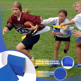 MIUONO Flag Football Belts, Set of Flag Football Flags for Kids Adults, and Youth, Adjustable Flag Football Belt Set 14 Players Training Competition (Yellow and Blue)