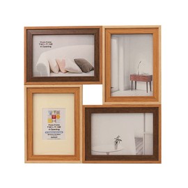 Nakabayashi F-TMS-111-4-BR Two-Tone Resin Photo Frame, 4 Sides, Brown