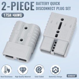 ZEHGCH 175Amp 600V Battery Cable Quick Connect/Disconnect Connector Plug Kit for Car Forklift Motor Winch Trailer (4AWG 2PCS Gray)