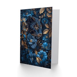 Artery8 Gold Nature Flowers Jungle Woman Jaguar Birthday Card