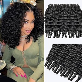 Extensiones de cabello humano rizado birmano de 30 cm (12 pulgadas), 4 unidades, 100% sin procesar, tejido rápido, ondas al agua, 3C4A, color negro na