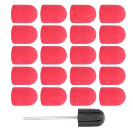 Portable Nail Art Grinding Cap, Nail Drill Polishing Sanding Bands Set, Nail Grinding Head, Manicure Pedicure Tool (13 x 19 mm) (Red)