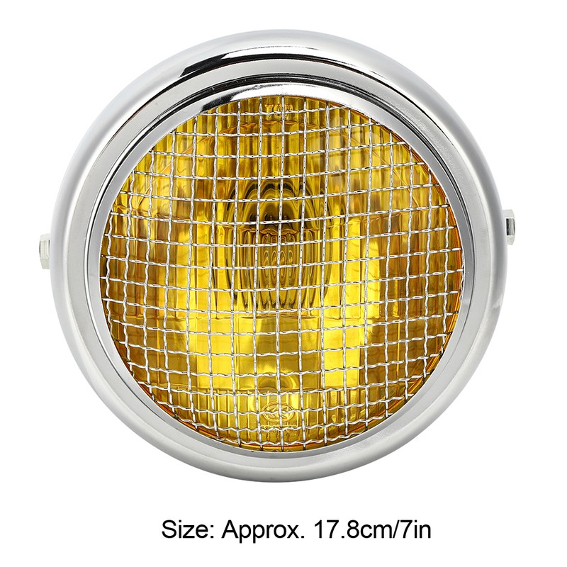 7in 55W Motorcycle Grill Headlight Vintage Style High/Low Beam Halogen