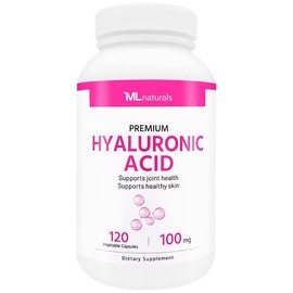ML Naturals Premium Hyaluronic Acid 100 mg 120 Vegetable Capsules, One a Day (4 Month Supply), Premium Quality, NSF-Certified & cGMP-Compliant.