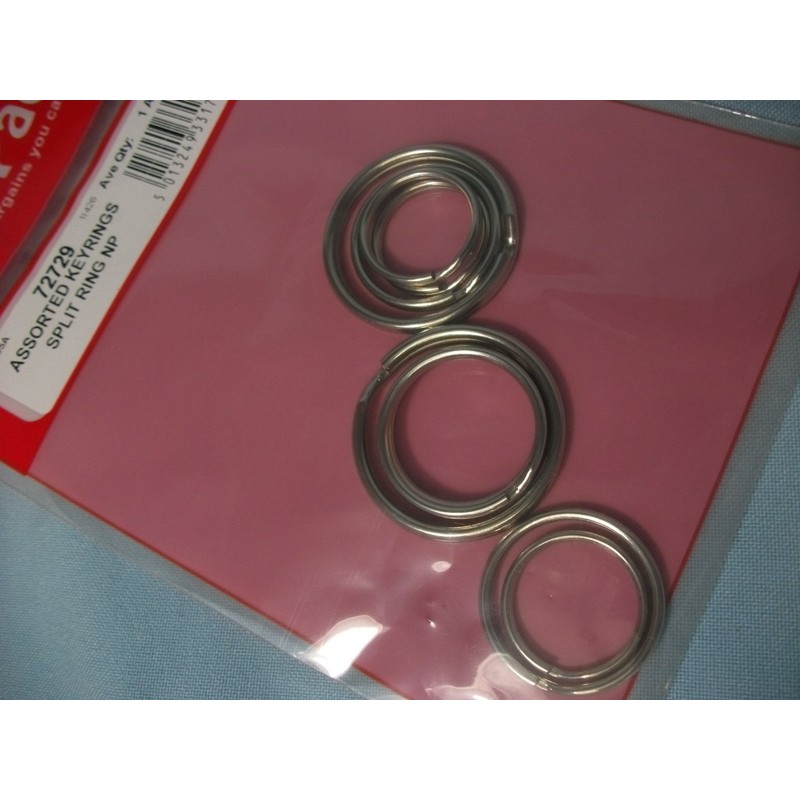 Assorted Keyrings Split Ring NP, Starpack Hardware 72729