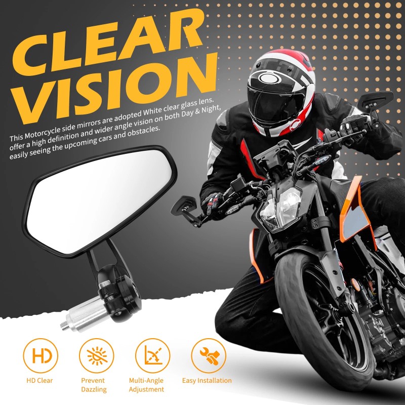 KEEPDSGN 7/8" 22mm Handle Bar End Mirrors Rearview For Suzuki